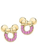 nice silver gold Minnie Mouse pink sapphire baby earrings
